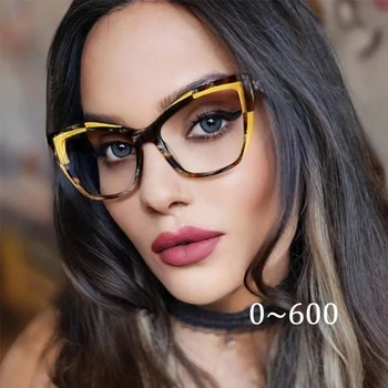 Mulheres de Olhos de Gato de Óculos de Leitura Mulher TR90 Anti-Luz azul de Óculos com Armação Transparente de Moda feminina Prescrição de Óculos