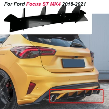 Brilho Carro pára-choques Traseiro com Difusor inferior do Lado Divisores Spoiler Lábio Sob Protetor de pára-choque de proteção Para Ford Focus ST MK4 2018-2021