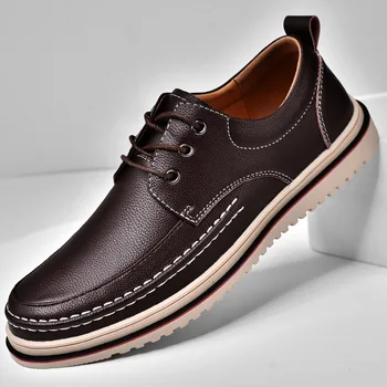 A coleção primavera / Verão Homens Casuais Sapatos de Alta Qualidade Britânica de Negócios de Calçados de Couro Masculino Flats Sapatos Lace-up Respirável Sapatos de Luxo