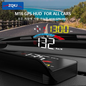 ZQKJ HUD M16 GPS Para Todos os Carros Head-Up Display Projeção Velocímetro Digital Projector de Velocidade Tensão de Viagem, Distância, Altitude