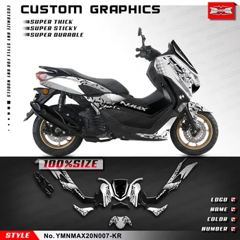 KUNGFU GRÁFICOS Personalizados Motocicleta Decalques Adesivos Kit para a Yamaha NMAX 125 155 NMAX125 NMAX155 2020 2021 2022 2023,Cinza, Preto