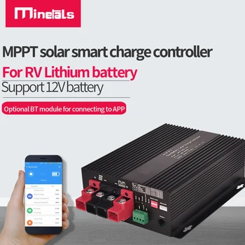 12V MPPT Controlador de Carga Solar 50A 60A LCD Opcional Bluetooth APLICATIVO Smart Carregador Para LiFePo4 de Chumbo-Ácido, Gel, AGM