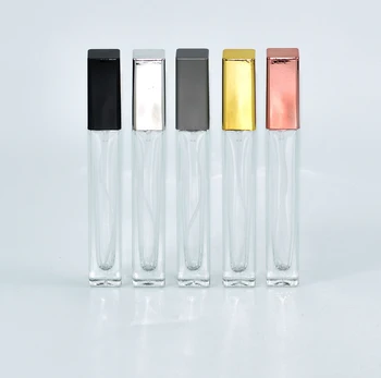 10ml Quadrado de Vidro Transparente Vazio Frascos de Spray de Perfume Vaporizador Prima Engarrafamento de Viagem Frascos de Cosméticos Recipiente Reutilizável