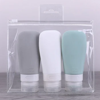 3/4Pcs de Silicone Garrafa de Viagens Conjunto de Cosméticos Garrafas Reutilizáveis Loção Gel de Banho, Shampoo Portátil Recipiente Vazio Embalagem do Kit