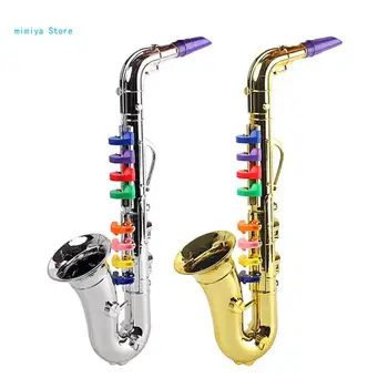 Saxofone de Brinquedo para Crianças com 8 Teclas Coloridas, as Crianças Instrumentos Musicais 6-12 anos de Idade, Saxofone de Plástico Trombeta Dom Musical