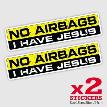 CK21830# 2 Peças/Pack de PVC Decalque de AIRBAGS NÃO TENHO JESUS Adesivo de Carro Impermeável Auto Decorações no pára-choques Traseiro Janela de Motocicleta