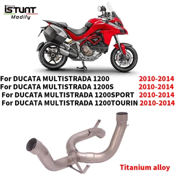 Liga de titânio Para a Ducati MULTISTRADA 1200 S SPORT TOURIN 2010 - 2014 de Exaustão da Motocicleta Sistema de Ligação do Meio de Tubos de Escape de Moto