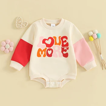 Infantil Bebê Meninas Equipamentos de Dia dos Namorados do Recém-nascido Engraçado Letra Imprimir Bolha de Romper Playsuit Primavera Roupas