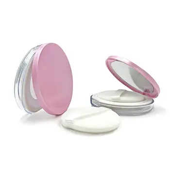 Rodada Caixa De Maquiagem Reutilizáveis Mini Portátil Maquiagem Em Pó Caso Durável Com Espelho Pó A Granel Caixa De Menina