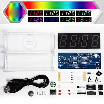 Kit de relógio de 4 dígitos Relógio Eletrônico de Diy Kit de Relógio DigitalTube de Alarme de Temperatura Semana de Exibição 51 MCU DS1302