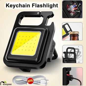 1/3/5PCS Mini Keychain do DIODO emissor de Lanterna Recarregável USB Trabalho de Luz ao ar livre Impermeável Lâmpada de Acampamento de Pesca de Luz Luzes de Emergência