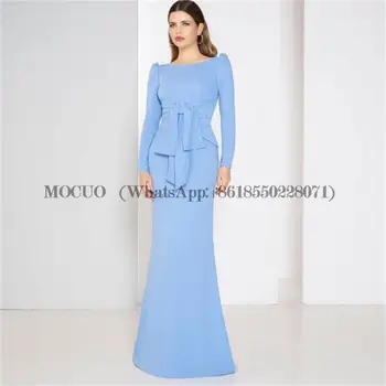 Mangas Compridas Céu Azul Prom Vestidos Para Casamentos Noiva Vestido De Babados Mulheres Modernas Vestidos De Baile, Feito-Novo 2023