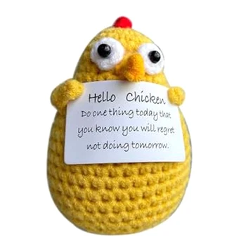 Terminado Olá Frango De Crochê Amarelo Tricô Engraçado Boneca De Encorajamento Positivo Brinquedos De Presente