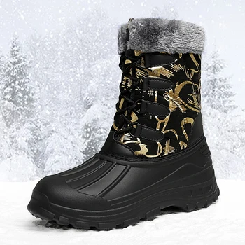 2023 Inverno Mulheres Botas de Neve Impermeável Caminhadas Sapatos Quentes de Pele Meados de bezerro Pato Botas Para Mulheres de Escalada ao ar livre Aquecido sapatos de algodão