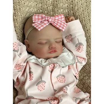 50cm Reborn Dolls Rosalie Real Olhando Dormir Recém-Renascido do Bebê Meninas Bonecas de Mão-de Desenho de Cabelo