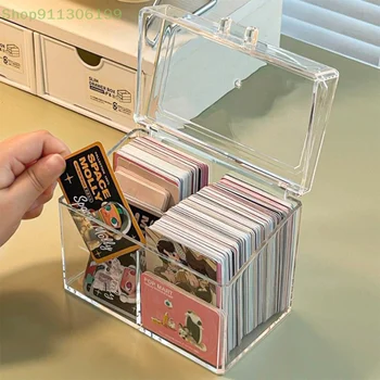 Acrílico transparente de Armazenamento do Cartão Caixa Contém 400 Postais Apresentar Cartão de Caso Com 2 Compartimentos Para cartão Postal/Fotos 12x10.5cm