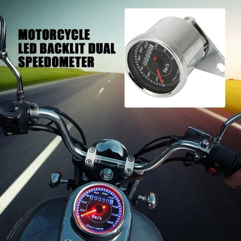 1pc Universal Motocicleta Dupla Hodômetro do DIODO emissor de luz de fundo do Velocímetro, Medidor de