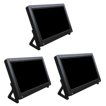 3Pcs de 7 Polegadas Monitor LCD de Caso do Suporte de apoio Para o Raspberry Pi 3 Alojamento Acrílico Suporte LCD Preto