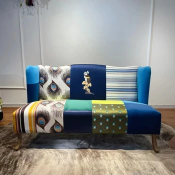 Europeia bordado sofá cor de retalhos sofá sofá da sala de tecido de sofá da sala