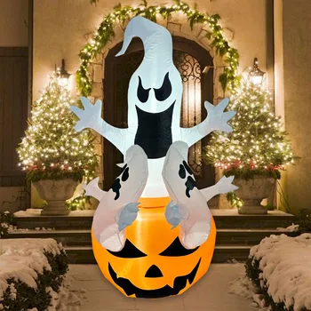 LED, Infláveis Halloween Luzes Fantasma Assustador com Mudança da Cor do Jardins das casas Pátio de Halloween Decoração Brilhante Espírito Adereços Lâmpadas