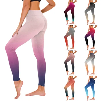 Mulheres Casual Personalizado Uniforme de Treino Leggings 2024 Gradiente de Emagrecimento Cintura Alta de Yoga Confortável Calças Esportivas Para Mulheres