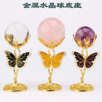 Nova borboleta pintada à mão Flor Crystal Bola esfera de exibição titular prateleira de Feng Shui enfeites mineral da base de dados de suporte
