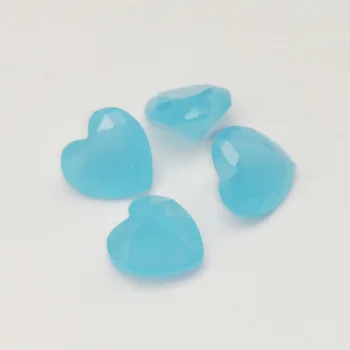 50pcs/Monte 3x3mm-12x12mm Solta Leitoso Azul em Forma de Coração de Vidro Sintética Pedras Frete Grátis