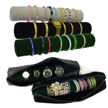 Exibição de jóias Suporte da Barra com Zíper do Saco de Armazenamento Bracelete Pulseira de Relógio da Cadeia de Organizador de Bolsa de Mão Portátil Ornamentos Bolsa