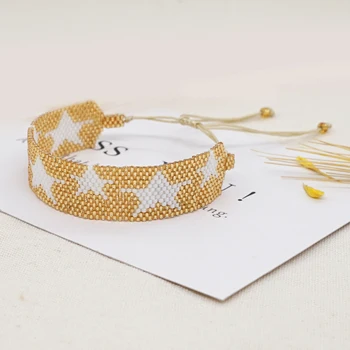 YASTYT Ins Moda Miyuki Bracelete da Jóia Estrelas Pulseiras para Mulheres Presente para Ela, feito à mão Cor de Ouro Esferas Pulseras Femme
