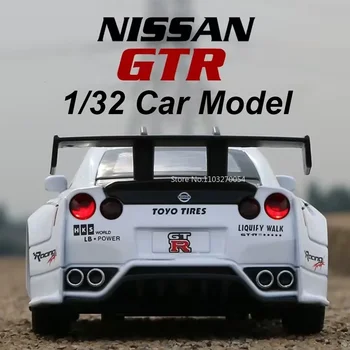 1/32 Nissan GTR R35 Liga de Desportos de Modelo de Carro de Brinquedo de Metal Diecasts de Coleta de Som de Veículos Leves de Modelo Para as Crianças, Presentes de Natal