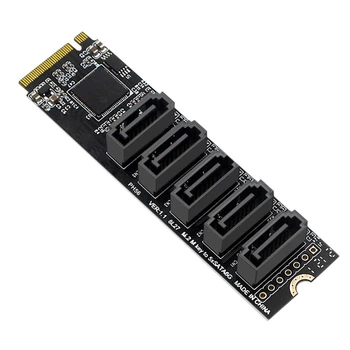 M. 2 NGFF PCIE B-Chave Sata a SATA 3.0 de 5 de Expansão do Porto de Cartão de 6Gbps Adaptador de Cartão de JMB585 Chipset M. 2 NVME para