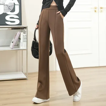Outono Novo surto de Calças Por Mulheres vestidas de Cintura Alta Fino Elástico Calças de Design coreano Sentir Casual-de-Sino Calças Z713