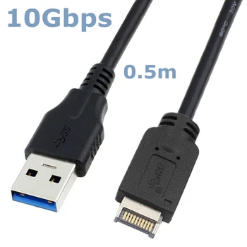 0,5 m de Alta Velocidade de 10 gbps com USB 3.1-Tipo E Painel Frontal Macho para USB 3.0 Macho SOU placa-Mãe, Cabo de Ligação