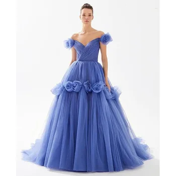 Flores em 3D de Baile, Um Vestido de ine Tule Vestido de Noite Para Mulheres Elegantes vestidos de festa elegantes para mujer2023CL-411