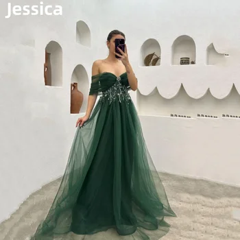 Jessica Verde Escuro Vestidos de Baile senhora elegante Vestido de Noite 2024 Vestidos De Noche Ocasiões Formais Festa Dressesفساتين السهرة