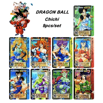 DIY Dragon Ball 9pcs/set Anime coleção de cartão de jogo de Tabuleiro Caseiro cartão de desenhos animados brinquedos Chichi Bronzeamento Flash cartão de presente de Natal