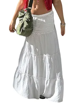 As mulheres s estampa de Maxi Dress com Alças finas Ajustáveis e Hemline Ruffled para o Verão Boho Beachwear