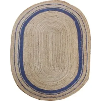Tapete Oval 100% Juta Natural Trançado Estilo De Área De Carpete, Tapete Feito À Mão Reversível Tapete