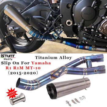 Escorregar Para Yamaha R1 YZF R1 MT10 2015-2020 de Exaustão da Motocicleta de Escape Silencioso DB Killer Modificado de Liga de Titânio Meio de Ligação de Tubos