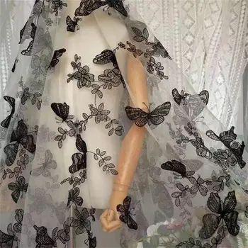1 Jarda Borboleta de Tecido de Renda Bordado de Flores Tule Macio de Tecido para o Casamento de Vestido de Noiva Vestido de Festa Decoração de Casa de 150CM de Largura