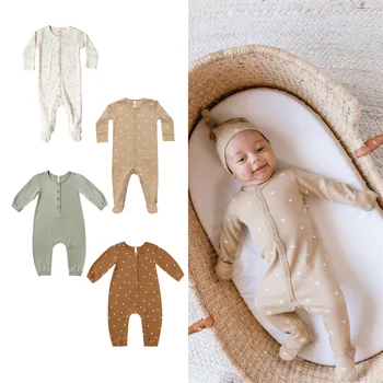 2024 Bodysuit e Macacões para recém-nascidos Filhos de Outono de Impressão Macacão de Pijamas de Algodão de Crianças Crianças Casual Loungewear Roupas