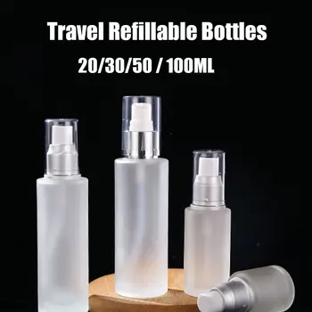 20/30/50/100ML Frasco de Vidro Fosco Recipiente de Viagem Vazia Garrafas Reutilizáveis Frasco de Spray, Loção Perfume