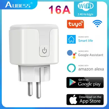 AUBESS Tuya16A UE Plug wi-FI Remoto sem Fio Smart Plug de Tomada Com Temporizador Controlo de Voz e de Trabalho Com a Inicial do Google Alexa