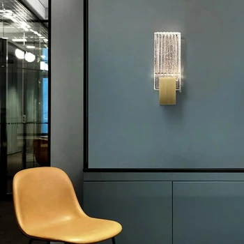Pequeno luxo moderno de cristal da iluminação fixada na parede de bronze led hotel de leitura ao lado da arte de decoração de lâmpada de parede de cobre candeeiro de faróis