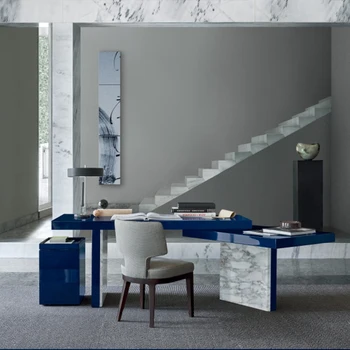 Italiano minimalista high-end balcão balcão de mármore natural de tinta azul mobiliário de designer