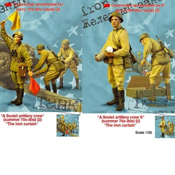 1/35 Resina Figura Kit Modelo Cena Militares de Artilharia Grupo de 5 Pessoas e Acessórios Solto sem pintura em Miniatura Diorama 2227