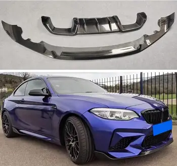 REAL de FIBRA de CARBONO Frontal e pára-choques Traseiro Lip Spoiler Tronco Difusor Body Kit Capa Para BMW Série 2 M2 M2C F87 2018 2019 2020 2021