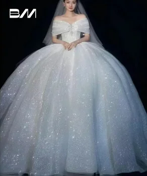 Romântico do Assoalho-comprimento Vestido de Casamento Clássico Querida Decote Vestido de Noiva de Luxo Fora Do Ombro Vestidos de Noiva Robe De Mariée
