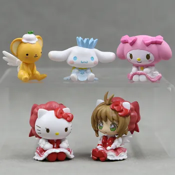 5Pcs/Set Anime Figura de Card Captor Sakura Figuras de Ação Japonês Enfeites Diy Bolo de Ciência dos Materiais do Modelo de Presentes Brinquedos