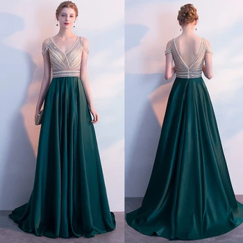 Beleza-Emily Elegante e High-end Formal Vestidos de Noite Longos Para a Mulher 2020 Artesanais de Luxo Beading Vestidos de Baile vestidos de festa